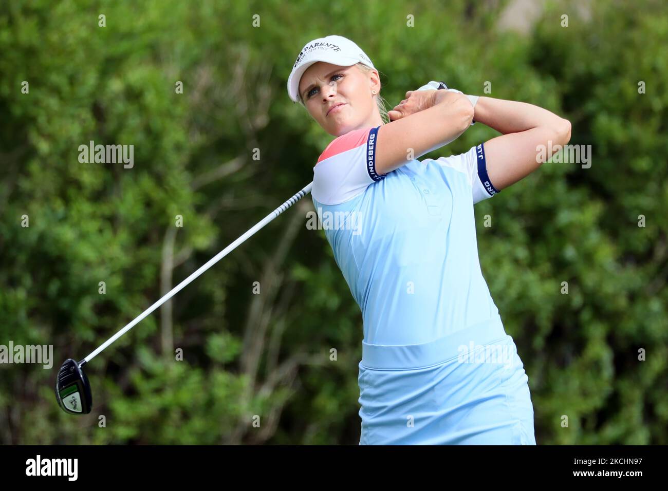 Louise Ridderstrom of Stockshund, Sweden hits from the 16th tee during the second round of the Marathon LPGA Classic golf tournament at Highland Meadows Golf Club in Sylvania, Ohio, USA Friday, July 9, 2021. (Photo by Amy Lemus/NurPhoto) Stock Photo