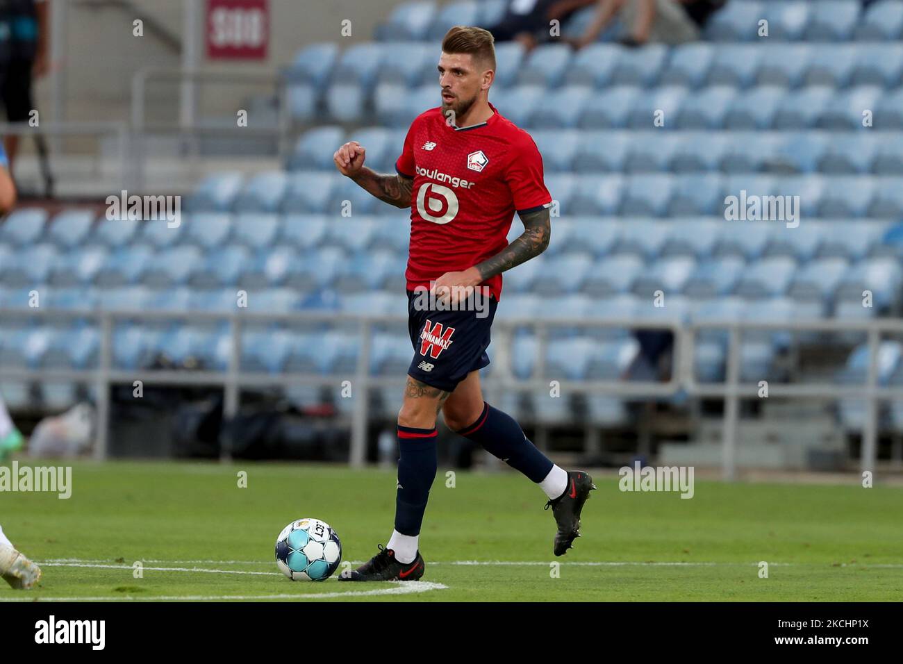 Miguel da Silva Rocha of Lille OSC in action during the pre-season friendly football match between FC Porto and Lille OSC at the Algarve stadium in Loule, Portugal on July 25, 2021. (Photo by Pedro FiÃºza/NurPhoto) Stock Photo