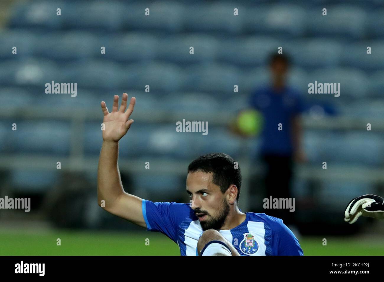 Bruno Costa of FC Porto celebrates after scoring a goal during the pre-season friendly football match between FC Porto and Lille OSC at the Algarve stadium in Loule, Portugal on July 25, 2021. (Photo by Pedro FiÃºza/NurPhoto) Stock Photo