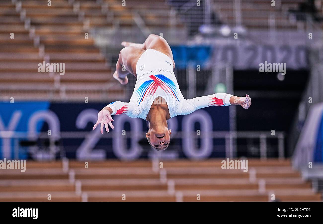 Marine Boyer of France during women's Artistic Gymnastics team final at the Olympics at Ariake Gymnastics Centre, Tokyo, Japan on July 27, 2021. (Photo by Ulrik Pedersen/NurPhoto) Stock Photo