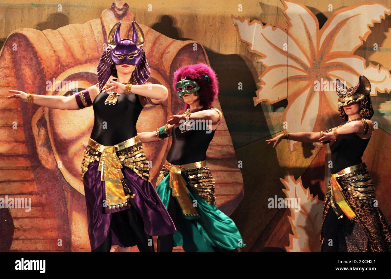 Egyptian dancers perform a dance to pay homage to the ancient Egyptian
