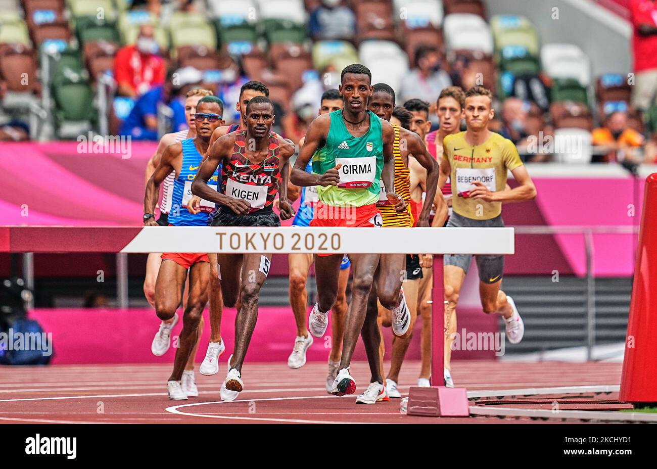 Lamecha Girma from Ethiopia during 3000 meter steeplechase for women at the Tokyo Olympics, Tokyo Olympic stadium, Tokyo, Japan on July 30, 2021. (Photo by Ulrik Pedersen/NurPhoto) Stock Photo