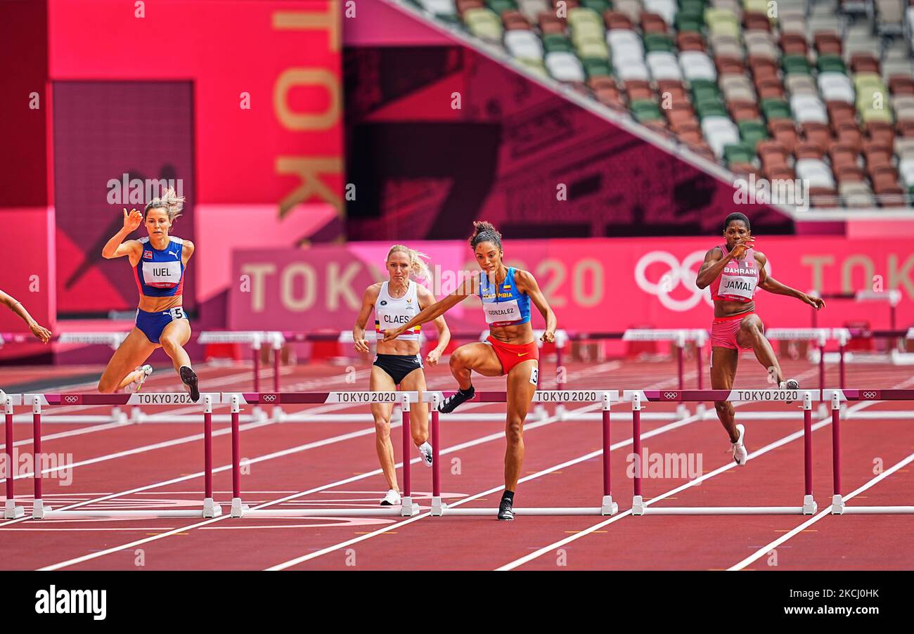 Melissa Gonzalez from Colombia during 400 meter hurdles for women at