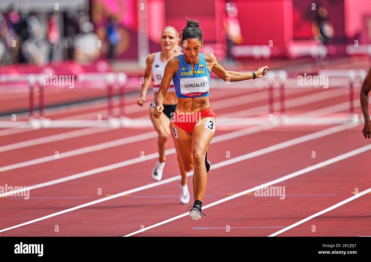 Melissa Gonzalez from Colombia during 400 meter hurdles for women at
