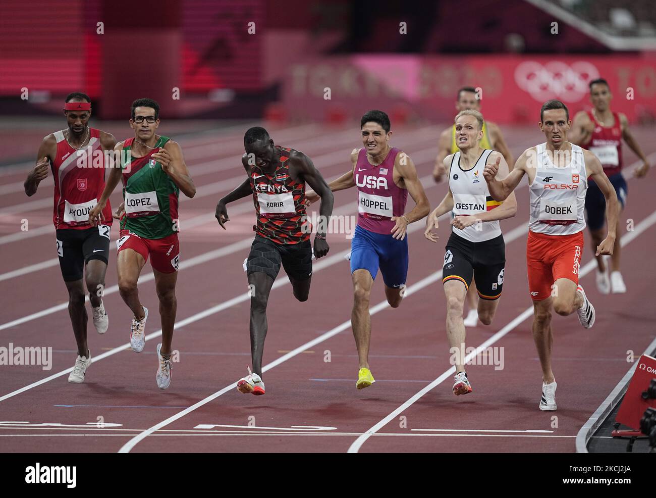Bryce Hoppel and Emmanuel Kipkurui Korir during 800 meter for men at