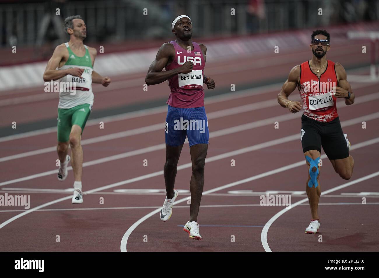 Rai Benjamin during 400 meter hurdles for men at the Tokyo Olympics