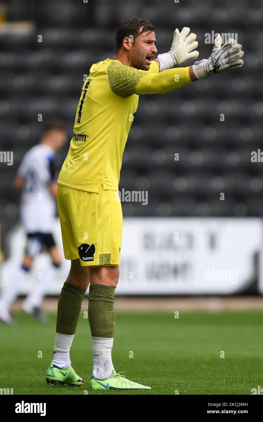 Derby County goalkeeper David Marshall gestures during the Pre-season Friendly match between Notts County and Derby County at Meadow Lane, Nottingham on Sunday 1st August 2021. (Photo by Jon Hobley/MI News/NurPhoto) Stock Photo