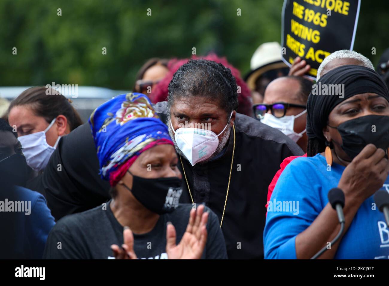 Reverend William Barber II attends the Poor People's Campaign Moral Monday demonstration and civil disobedience action near the U.S. Capitol in Washington, D.C. on August 2, 2021 (Photo by Bryan Olin Dozier/NurPhoto) Stock Photo