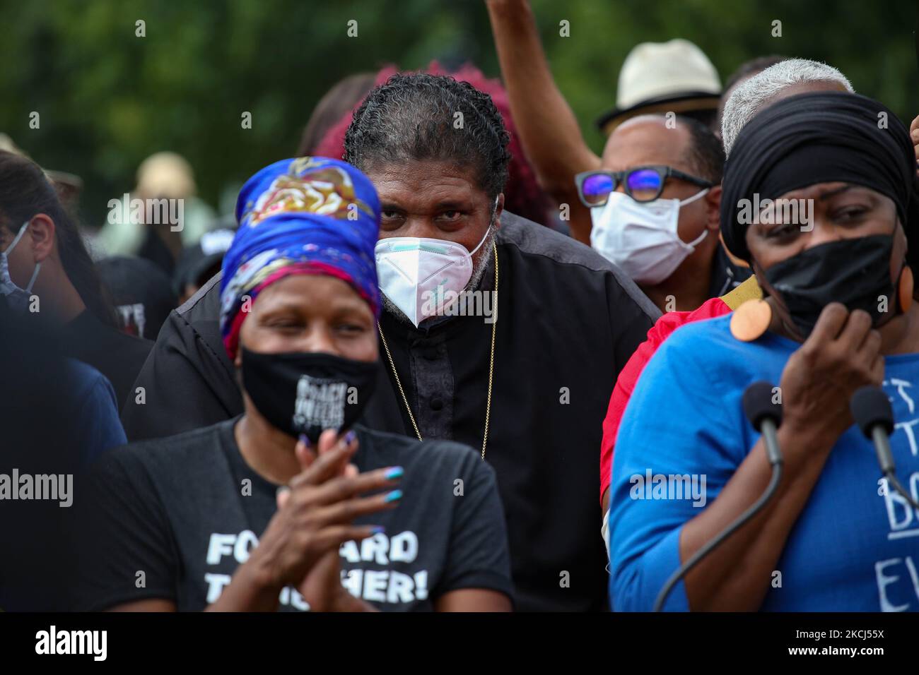 Reverend William Barber II attends the Poor People's Campaign Moral Monday demonstration and civil disobedience action near the U.S. Capitol in Washington, D.C. on August 2, 2021 (Photo by Bryan Olin Dozier/NurPhoto) Stock Photo