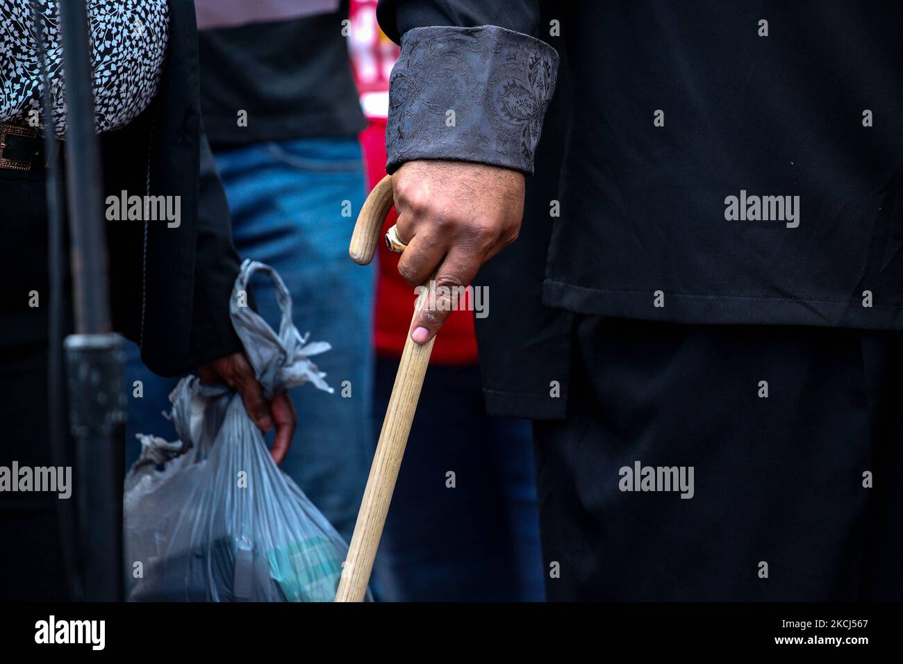 Reverend William Barber II holds a cane as he attends the Poor People's Campaign Moral Monday demonstration and civil disobedience action near the U.S. Capitol in Washington, D.C. on August 2, 2021 (Photo by Bryan Olin Dozier/NurPhoto) Stock Photo