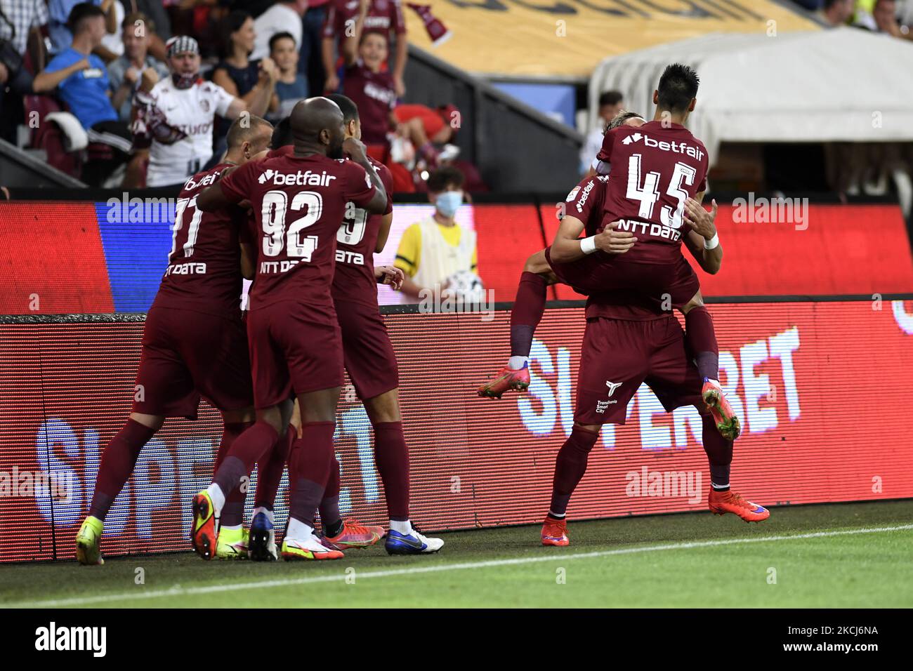 Players of CFR Cluj, at the beginning of the game against FC Botosani,  disputed on Dr Constantin Radulescu Stadium, 31 January 2022, in Cluj-Napoca,  Romania (Photo by Flaviu Buboi/NurPhoto Stock Photo 