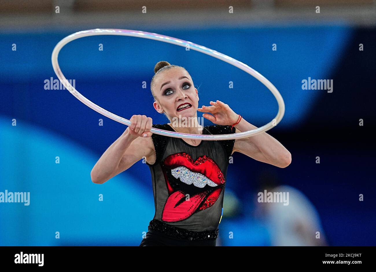 Khrystyna Pohranychna during Rhythmic Gymnastics at the Tokyo Olympics