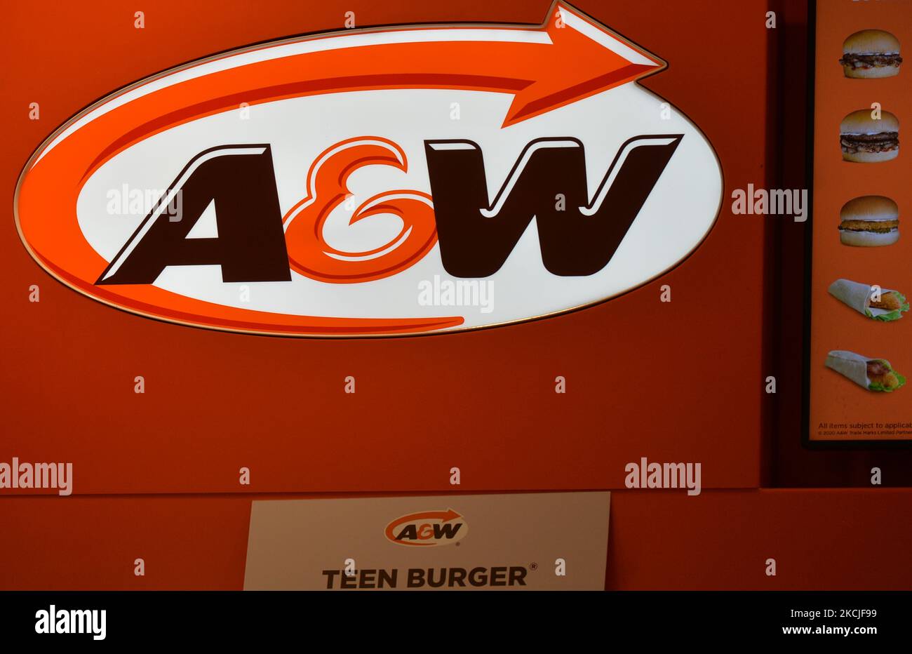 Logo of the A and W Restaurants, an American chain of fastfood restaurants distinguished by its