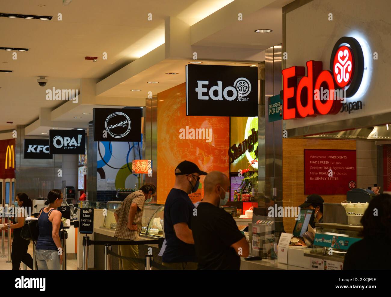 Logos of Edo Japan, Shanghai 360, OPA of Greece, KFC and McDonald's