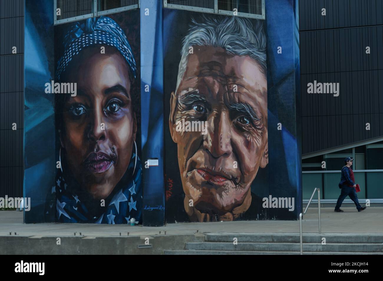 Murals in Edmonton's downtown. On Wednesday, 11 August 2021, in