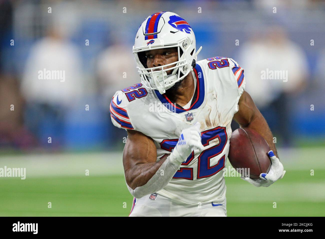 Buffalo Bills running back Matt Breida (22) runs during a drill at practice  at NFL football training camp in Orchard Park, N.Y., on Saturday, July 31,  2021. (AP Photo/Joshua Bessex Stock Photo - Alamy