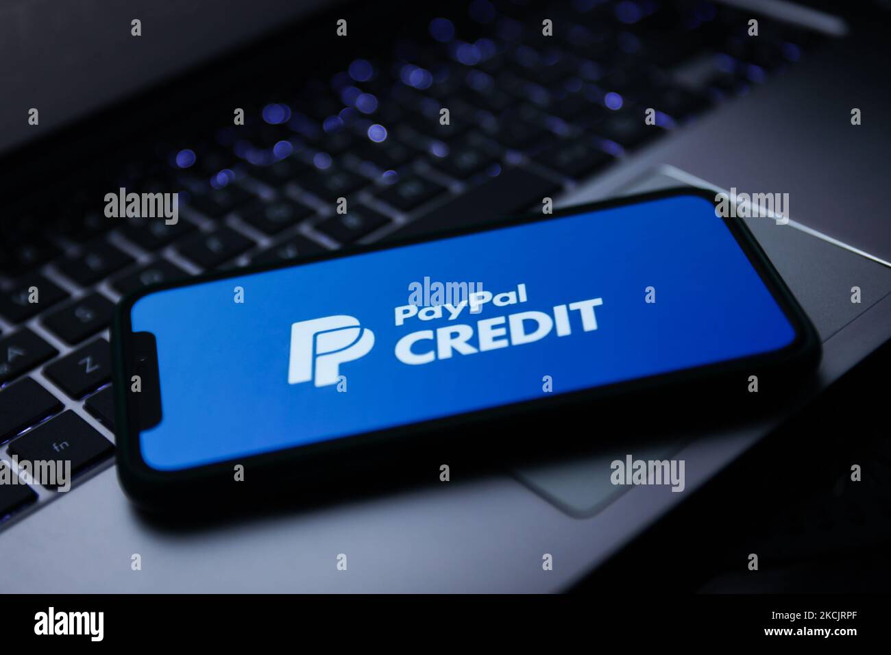 PayPal Credit logo displayed on a phone screen is seen in this ...