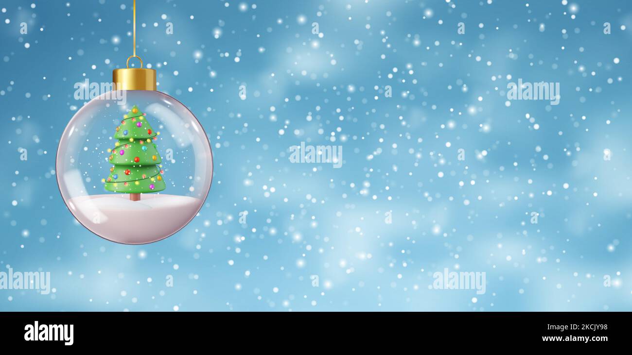 3d Snow globe with Christmas tree in snow Stock Vector Image & Art - Alamy