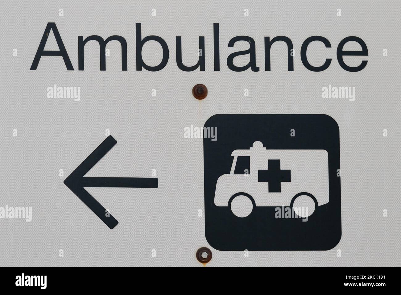 Ambulance sign. On Thursday, 19 August 2021, in Edmonton, Alberta, Canada. (Photo by Artur Widak/NurPhoto) Stock Photo