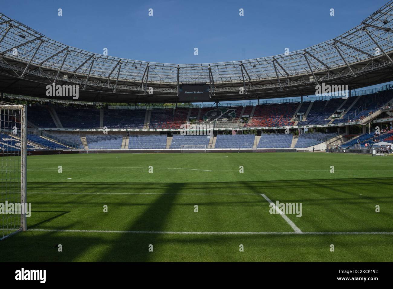 a general view inside the stadium prior the 3. Liga match between TSV Havelse and 1. FC Magdeburg at HDI-Arena on August 14, 2021 in Hanover, Germany. (Photo by Peter Niedung/NurPhoto) Stock Photo