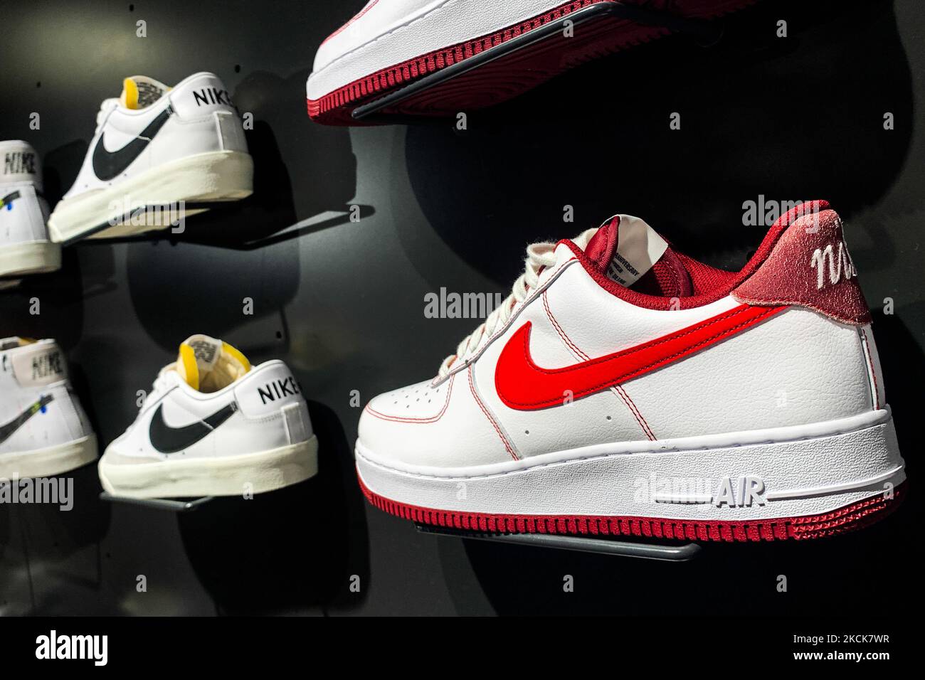 Nike shoes are seen in the store in Krakow, Poland on August 26, 2021.  (Photo by Jakub Porzycki/NurPhoto Stock Photo - Alamy