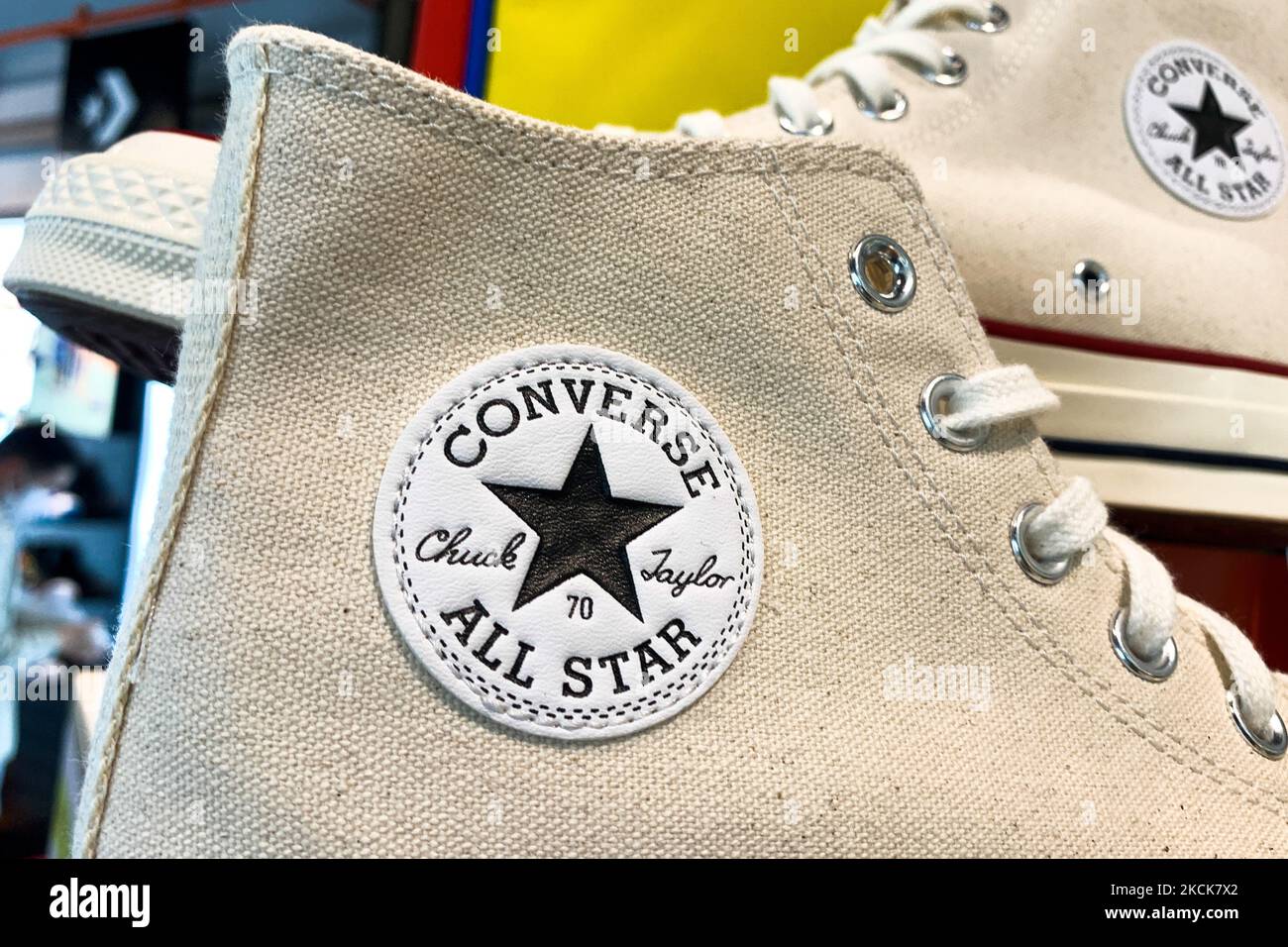 Converse shoes are seen in the store in Krakow, Poland on August 26, 2021.  (Photo by Jakub Porzycki/NurPhoto Stock Photo - Alamy