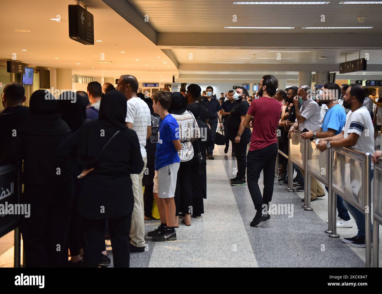 People at the Rafic Hariri International airport, in Beirut, Lebanon, on August 26, 2021. (Photo by Fadel Itani/NurPhoto) Stock Photo