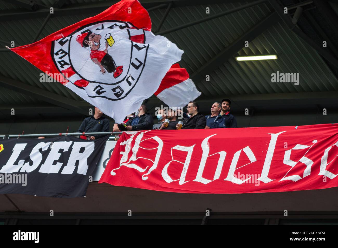 supporters of havelse prior the 3. Liga match between TSV Havelse and Tuerkguecue Muenchen at HDI-Arena on August 25, 2021 in Hanover, Germany. (Photo by Peter Niedung/NurPhoto) Stock Photo