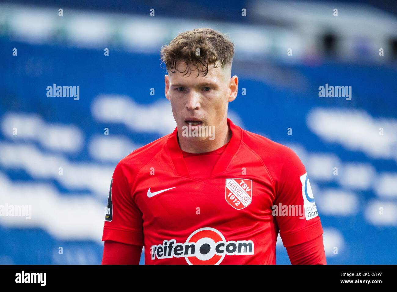 Florian Riedel of havelse looks on during the 3. Liga match between TSV Havelse and Tuerkguecue Muenchen at HDI-Arena on August 25, 2021 in Hanover, Germany. (Photo by Peter Niedung/NurPhoto) Stock Photo