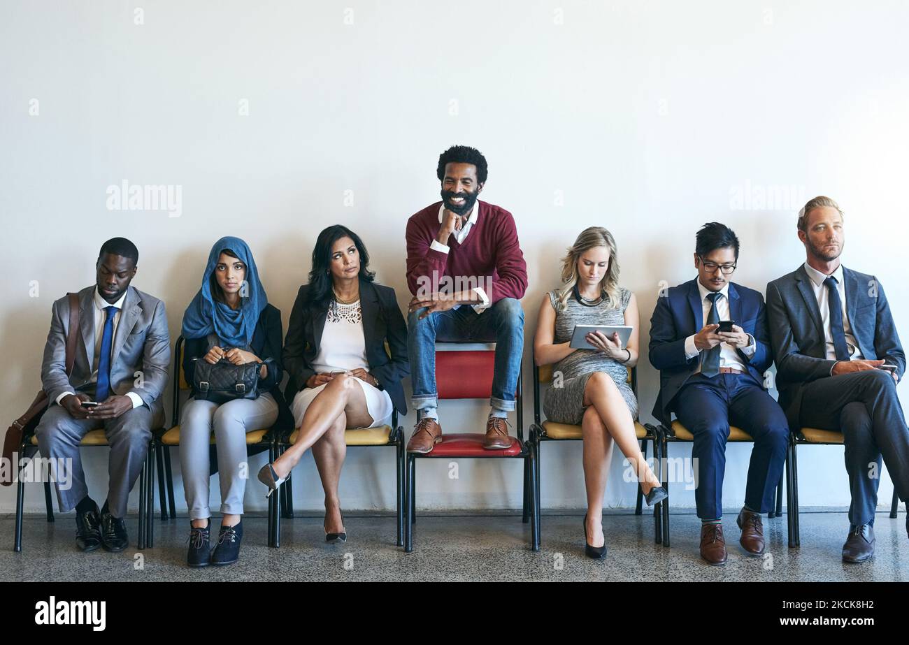 Hes head and shoulders above the rest. Portrait of a happy job