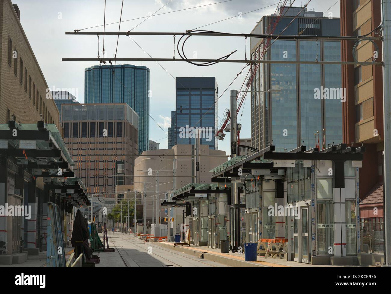 General view of a nearly finished new line of Edmonton Light Rail