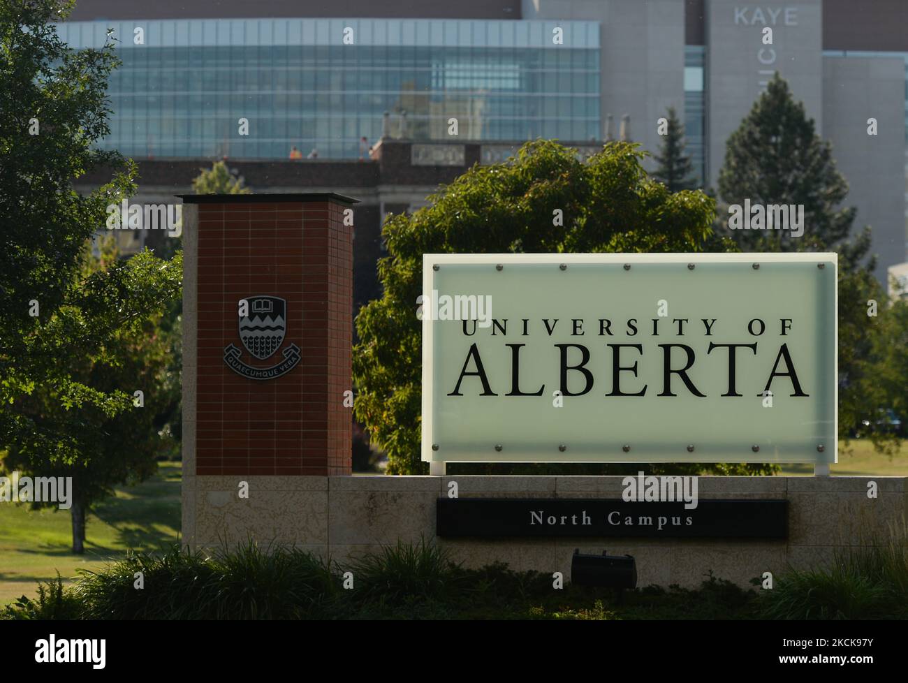 University of Alberta sign. Thursday, August 26, 2021, in Edmonton, Alberta, Canada. (Photo by Artur Widak/NurPhoto) Stock Photo
