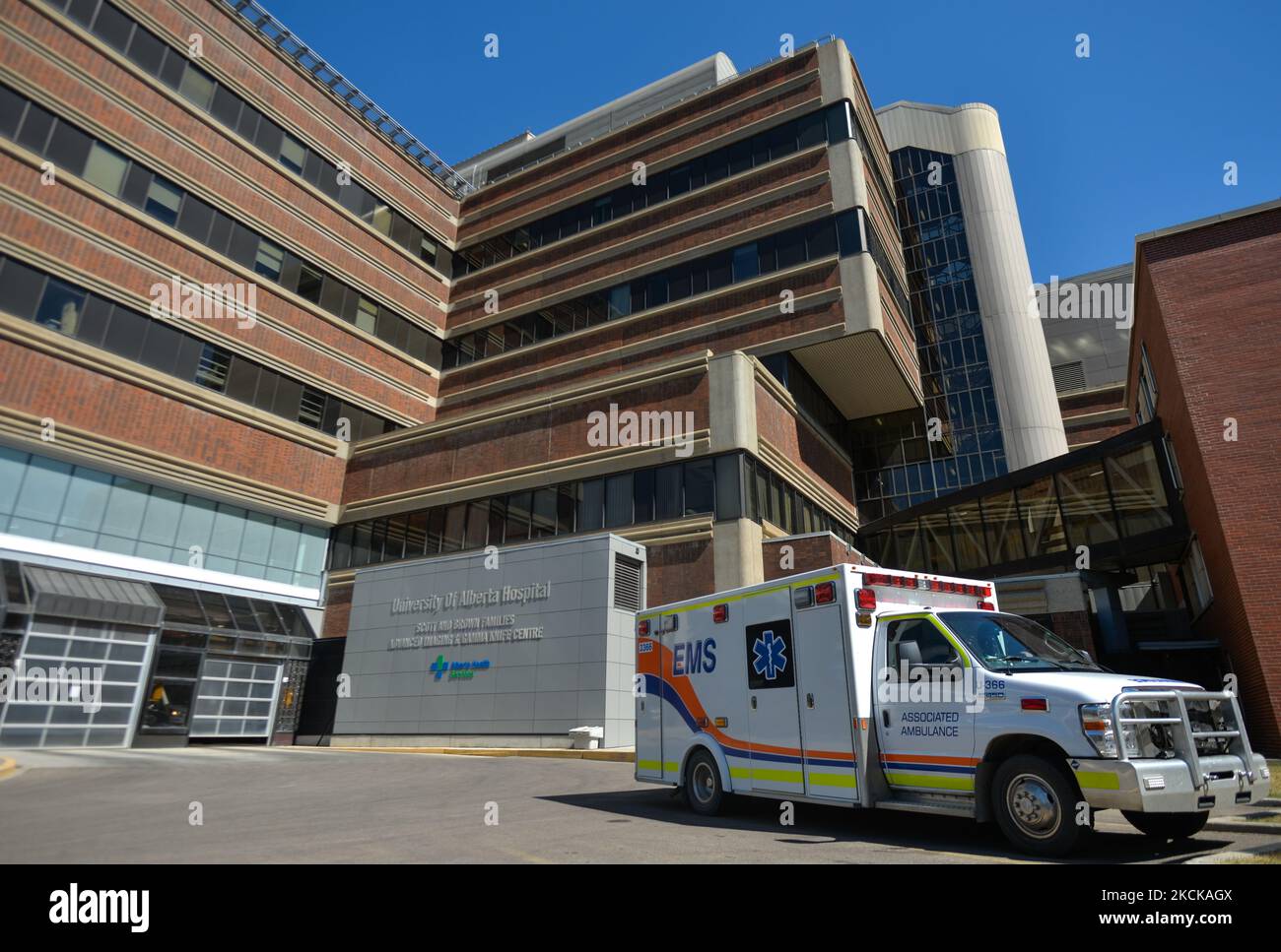 An ambulance waiting outside the University of Alberta Hospital. On Tuesday, 17 August 2021, in