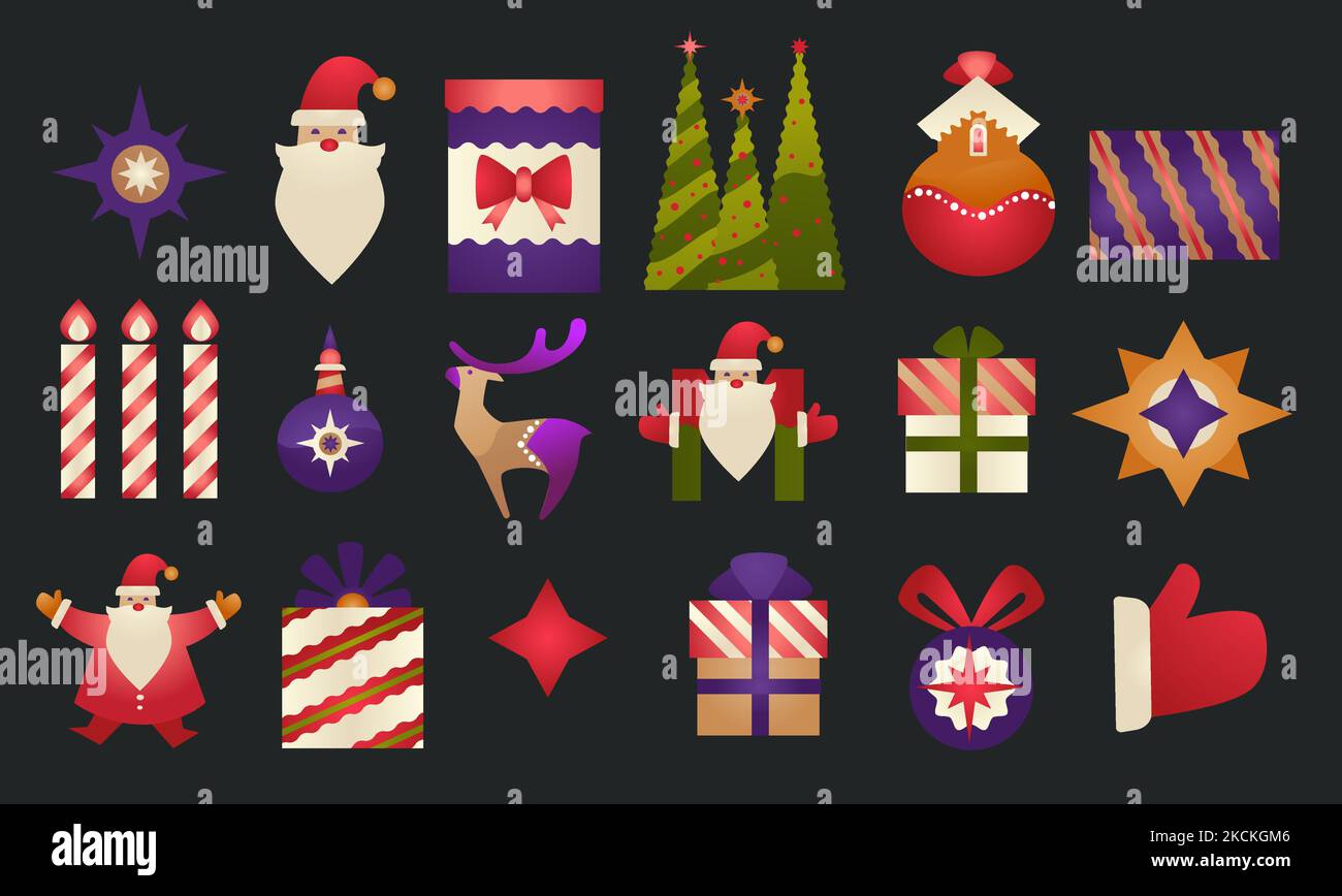 xmas-holiday-signs-and-symbols-of-christmas-icons-stock-vector-image