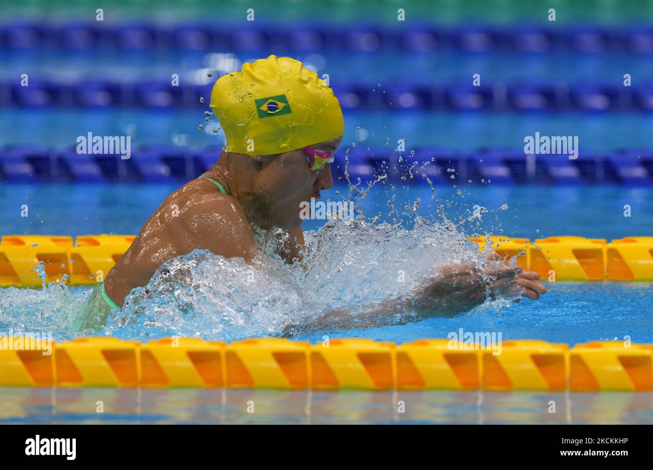 Maria Carolina Gomes Santiago from Brazil winning gold during swimming