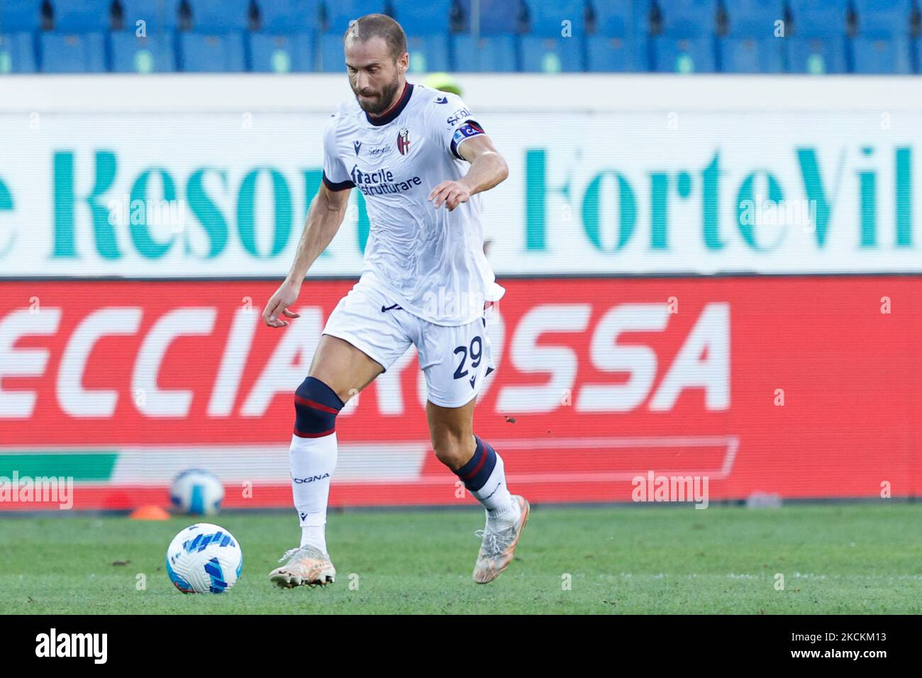Lorenzo De Silvestri of Bologna FC wearing the new Adidas Predator shoes during the Serie A football match between AC Milan and Bologna FC 1909 at Giuseppe Meazza stadium in Milano Italy