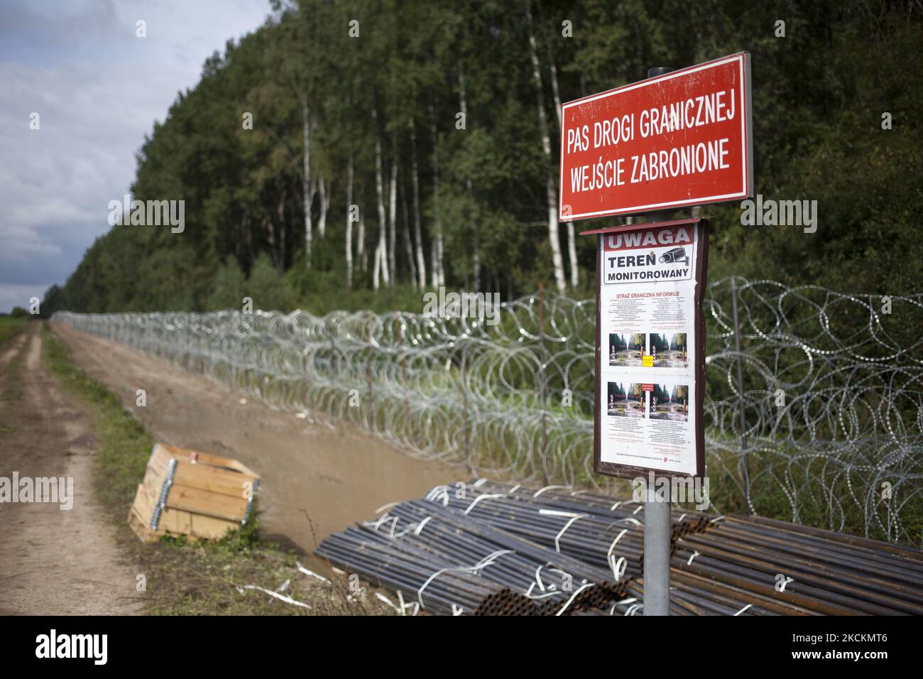 Border near Krynki on September 1, 2021. (Photo by Maciej Luczniewski/NurPhoto) Stock Photo