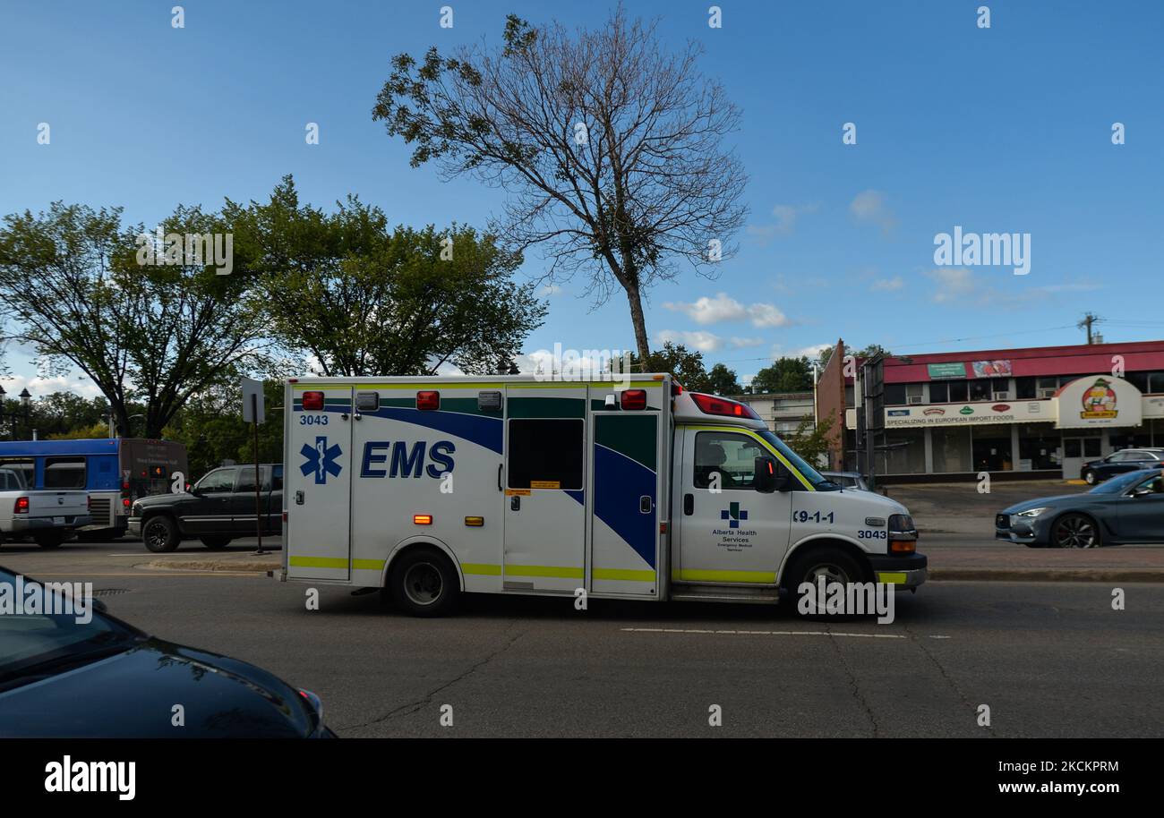 An ambulance seen in Edmonton center. On Thursday, 2 September 2021, in