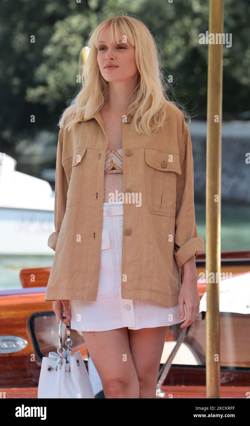 Katsiaryna Shulha (Caterina Shulha) is seen arriving at the 78th Venice