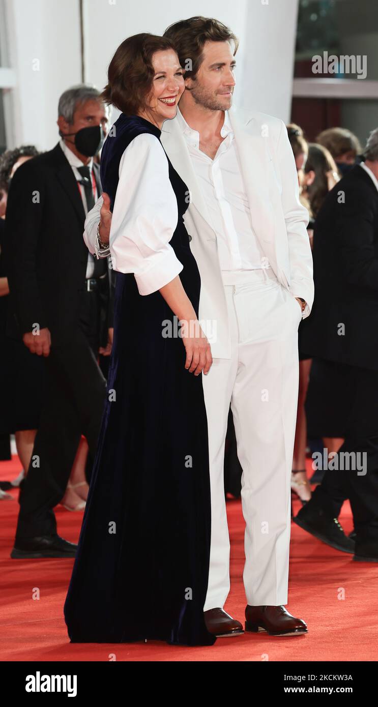 Jake Gyllenhaal, Maggie Gyllenhaal attend the red carpet of the movie 'The Lost Daughter' during the 78th Venice International Film Festival on September 03, 2021 in Venice, Italy. (Photo by Matteo Chinellato/NurPhoto) Stock Photo