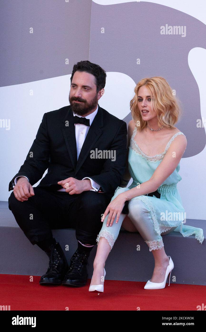 Director Pablo Larrain and Kristen Stewart attend the red carpet of the