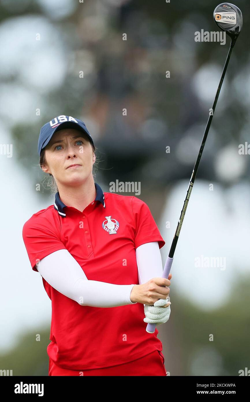 Brittany Altomare of Team USA hits from the eighth tee during the Solheim Cup at Inverness Club, in Toledo, Ohio, USA, on Saturday, September 4, 2021. (Photo by Amy Lemus/NurPhoto) Stock Photo