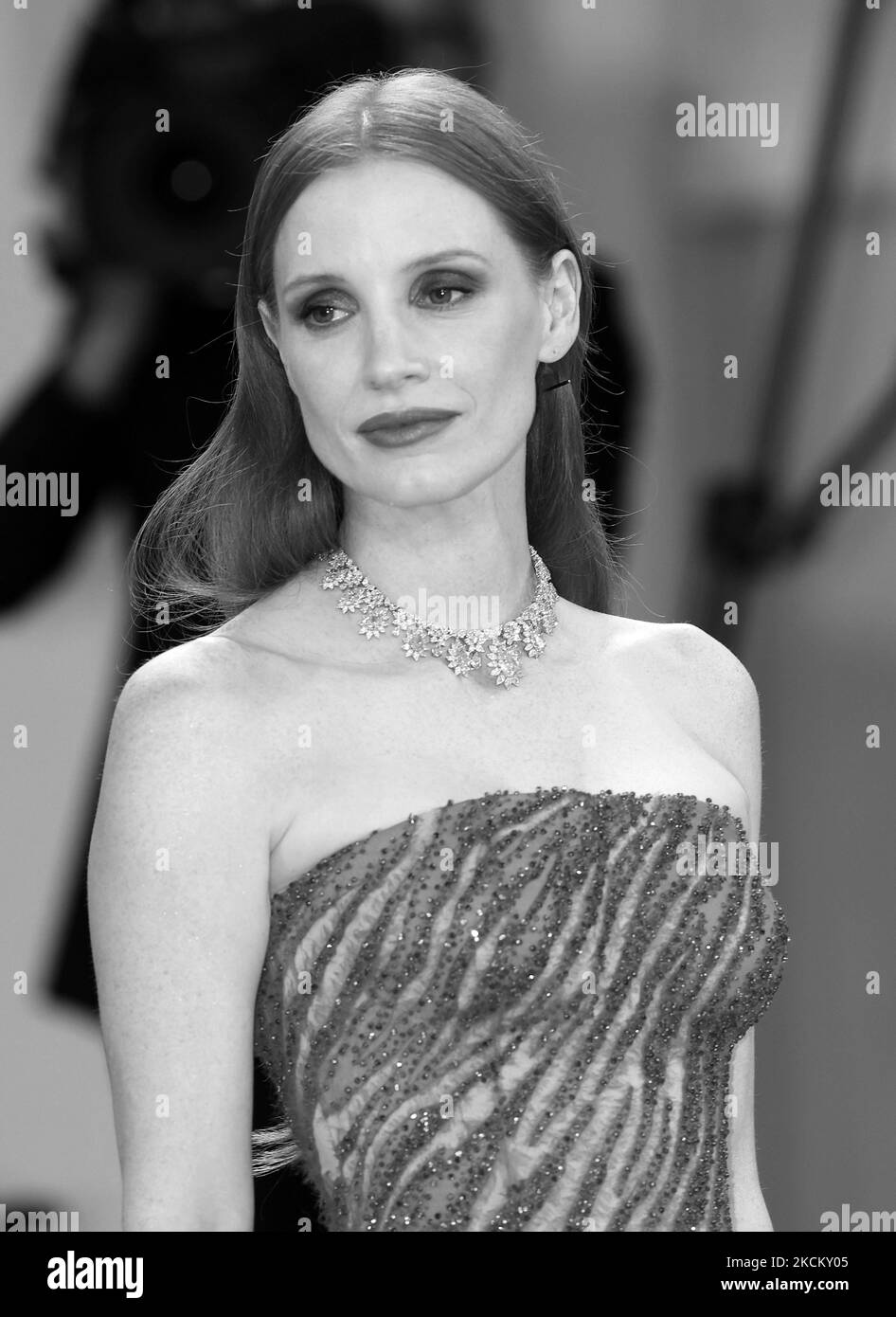 Jessica Chastain attends the red carpet of the movie 'Competencia Oficial' during the 78th Venice International Film Festival on September 04, 2021 in Venice, Italy. (Photo by Matteo Chinellato/NurPhoto) Stock Photo