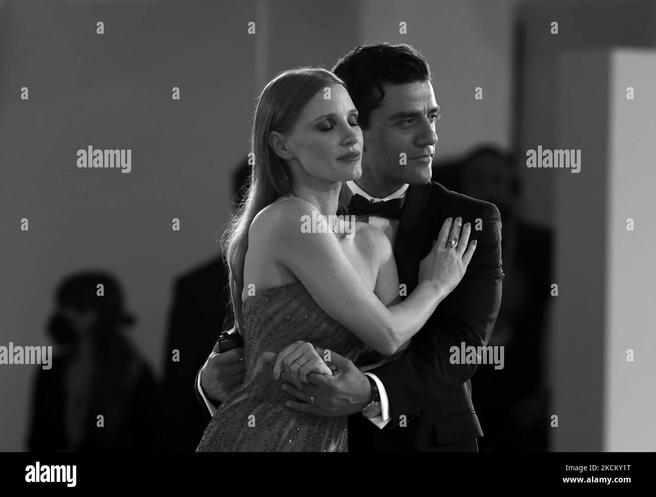 Jessica Chastain, Oscar Isaac attends the red carpet of the movie 'Competencia Oficial' during the 78th Venice International Film Festival on September 04, 2021 in Venice, Italy. (Photo by Matteo Chinellato/NurPhoto) Stock Photo