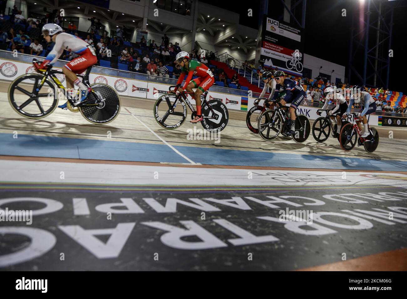 contestants at the race during UCI Junior Track Cycling World