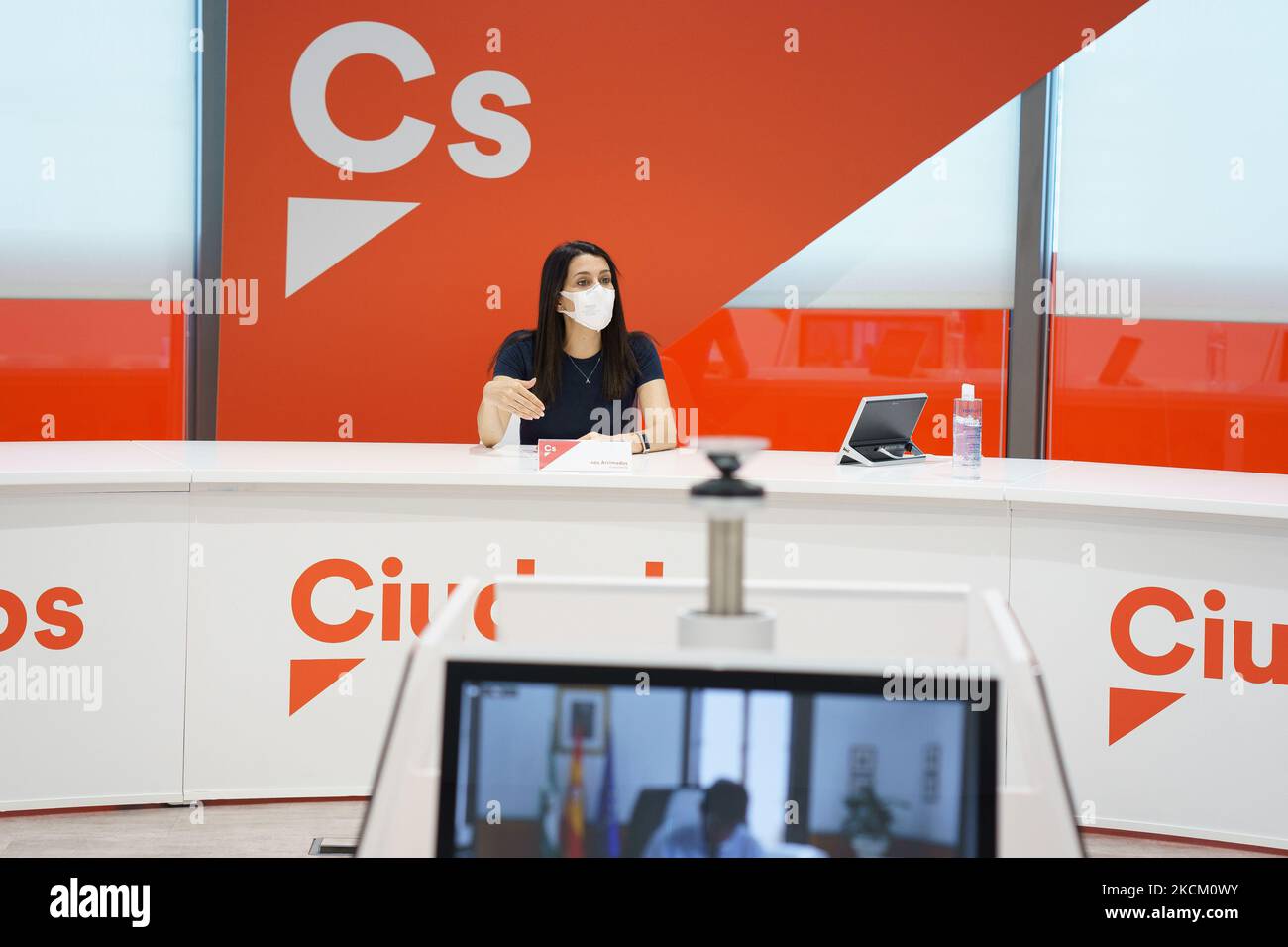 The president of the Citizens Party, Ines Arrimadas during the meeting