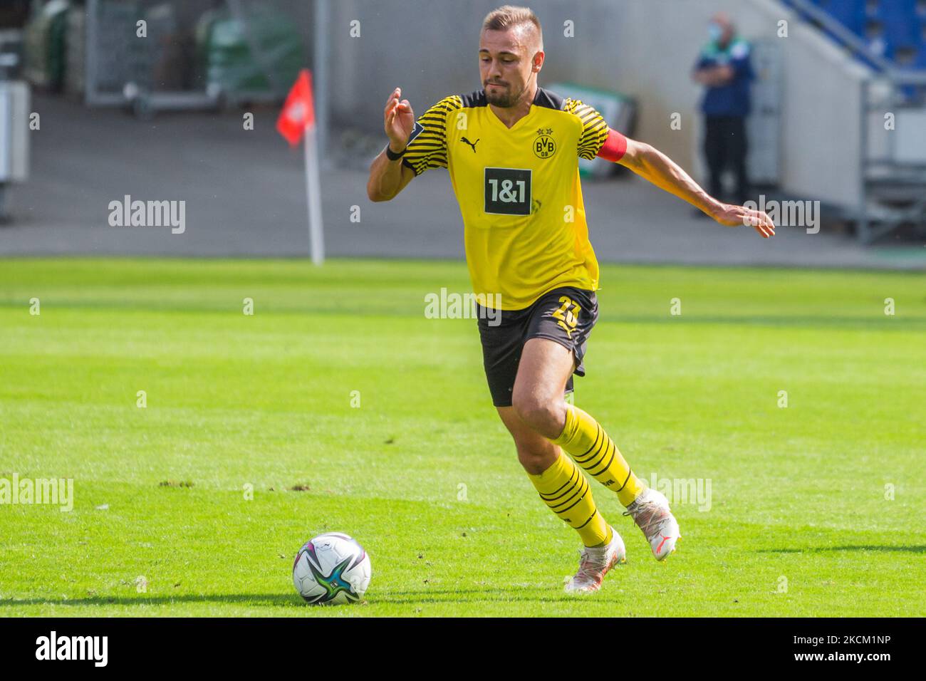 Franz Pfanne of Borussia Dortmund II controls the ball during the 3. Liga match between TSV Havelse and Borussia Dortmund II at HDI-Arena on September 05, 2021 in Hanover, Germany. (Photo by Peter Niedung/NurPhoto) Stock Photo