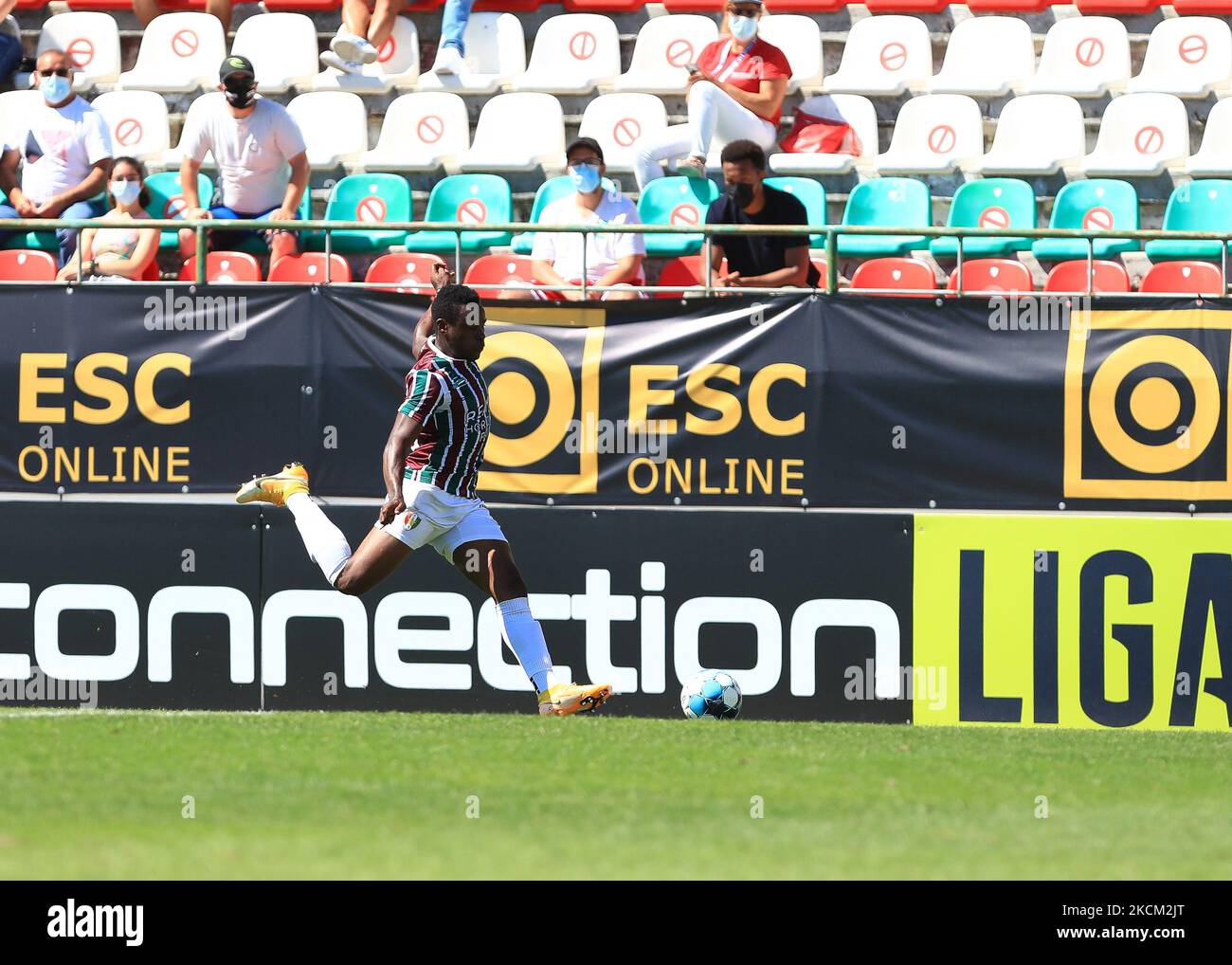 Edrisa Lubega of Estrela Amadora SAD in action during the Liga Portugal ...