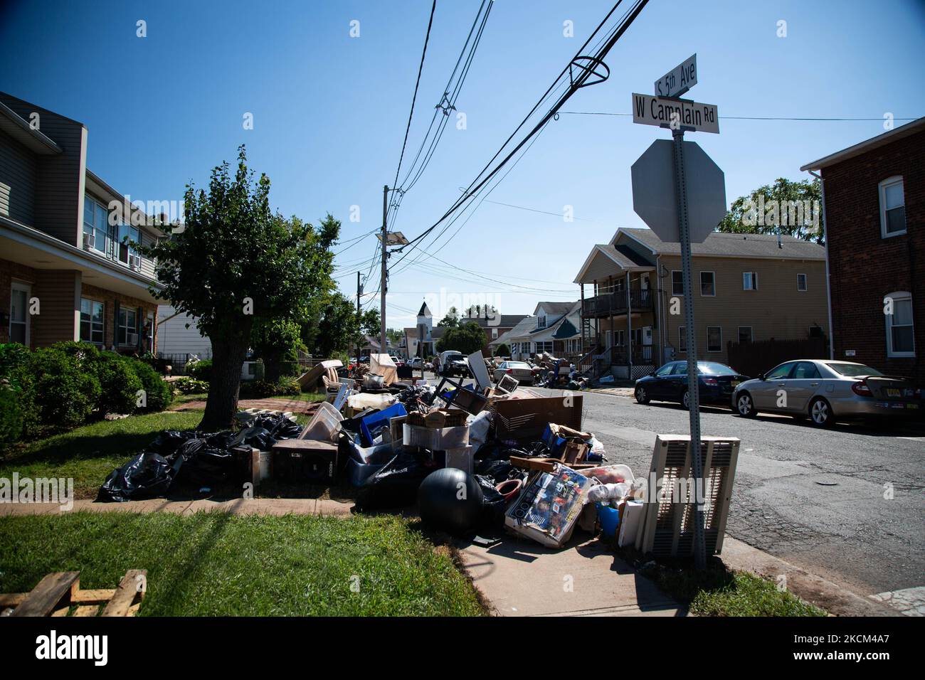 A general view of Manville, New Jersey in the aftermath of flooding