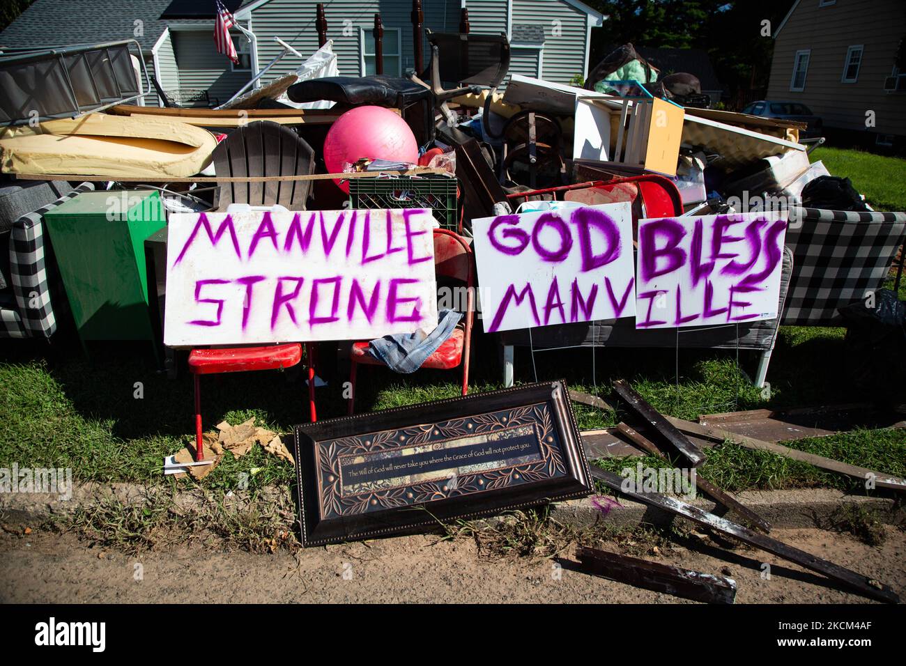 A general view of Manville, New Jersey in the aftermath of flooding